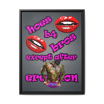 hoes b4 bros - framed canvas art (grey-light grey)