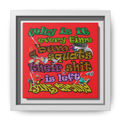 the bum's shit - framed canvas art (red)