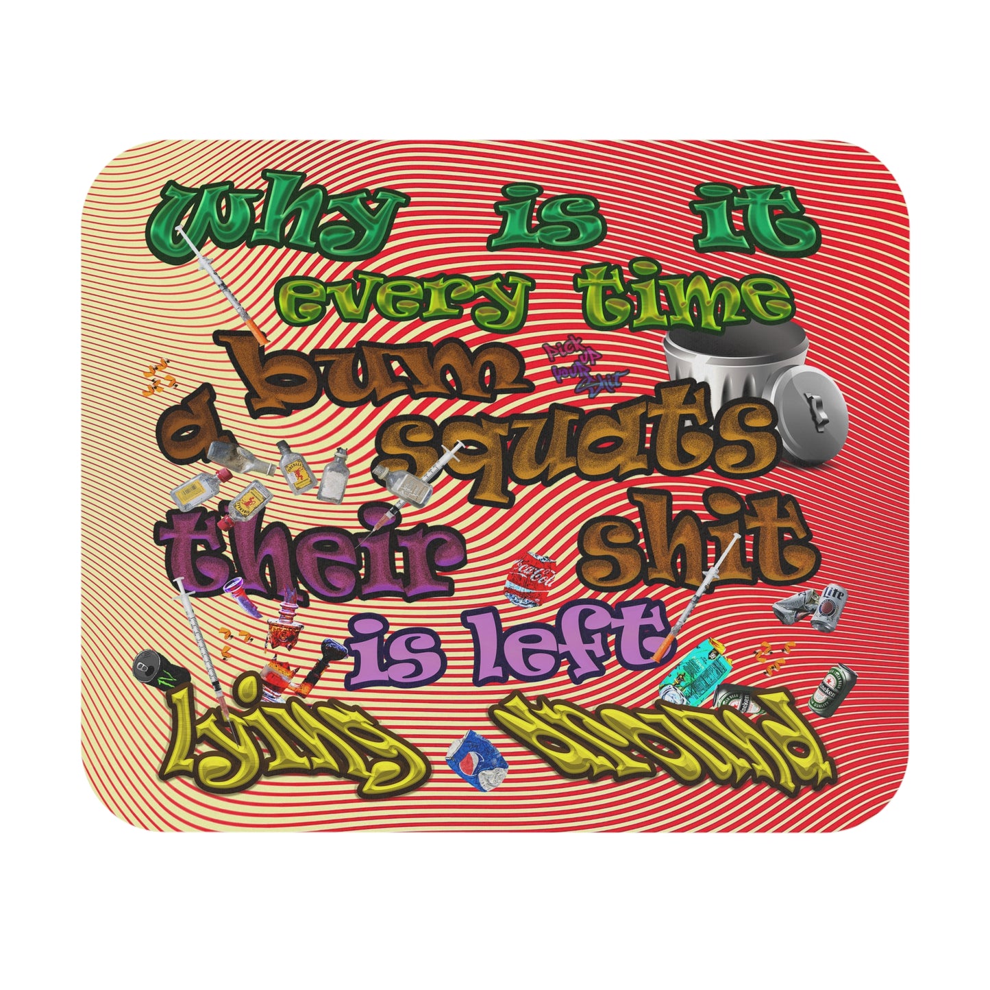 the bum's shit - Mouse Pad (Rectangle) (yellow-orange wave)
