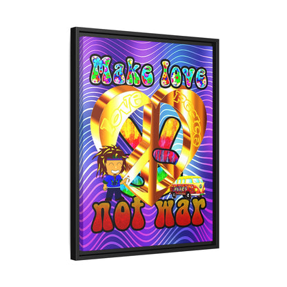 love peace - framed canvas art (purple wave)
