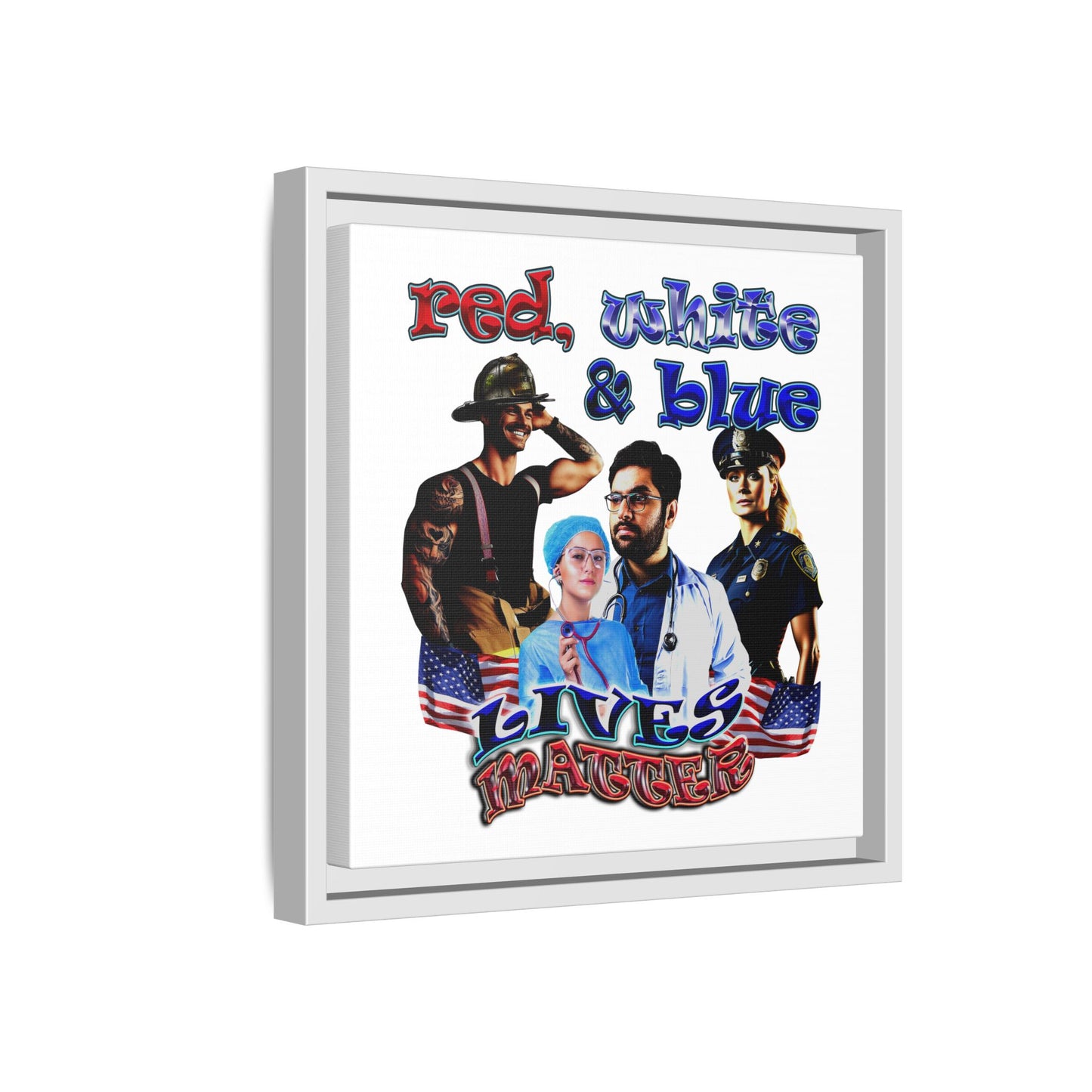 rw&b lives matter - framed canvas art (white)