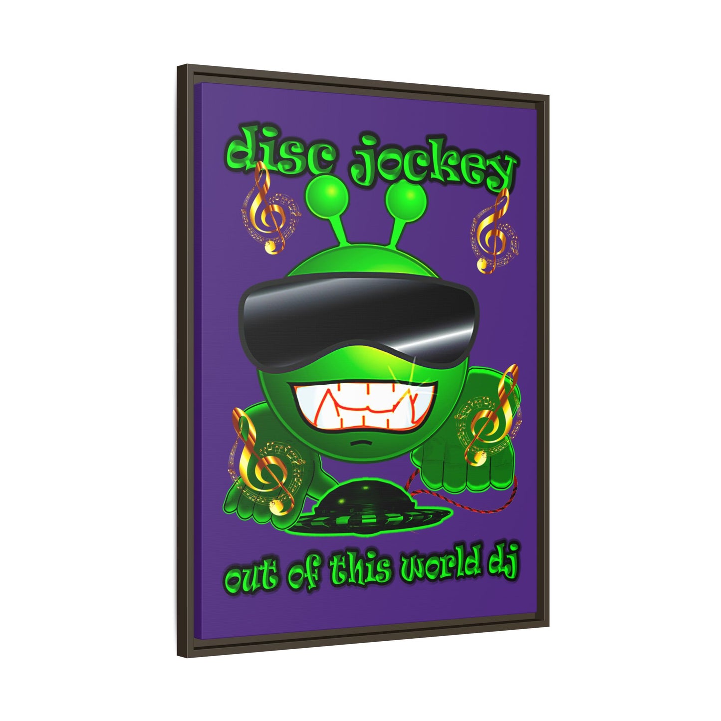 disc jockey - framed canvas art (purple)