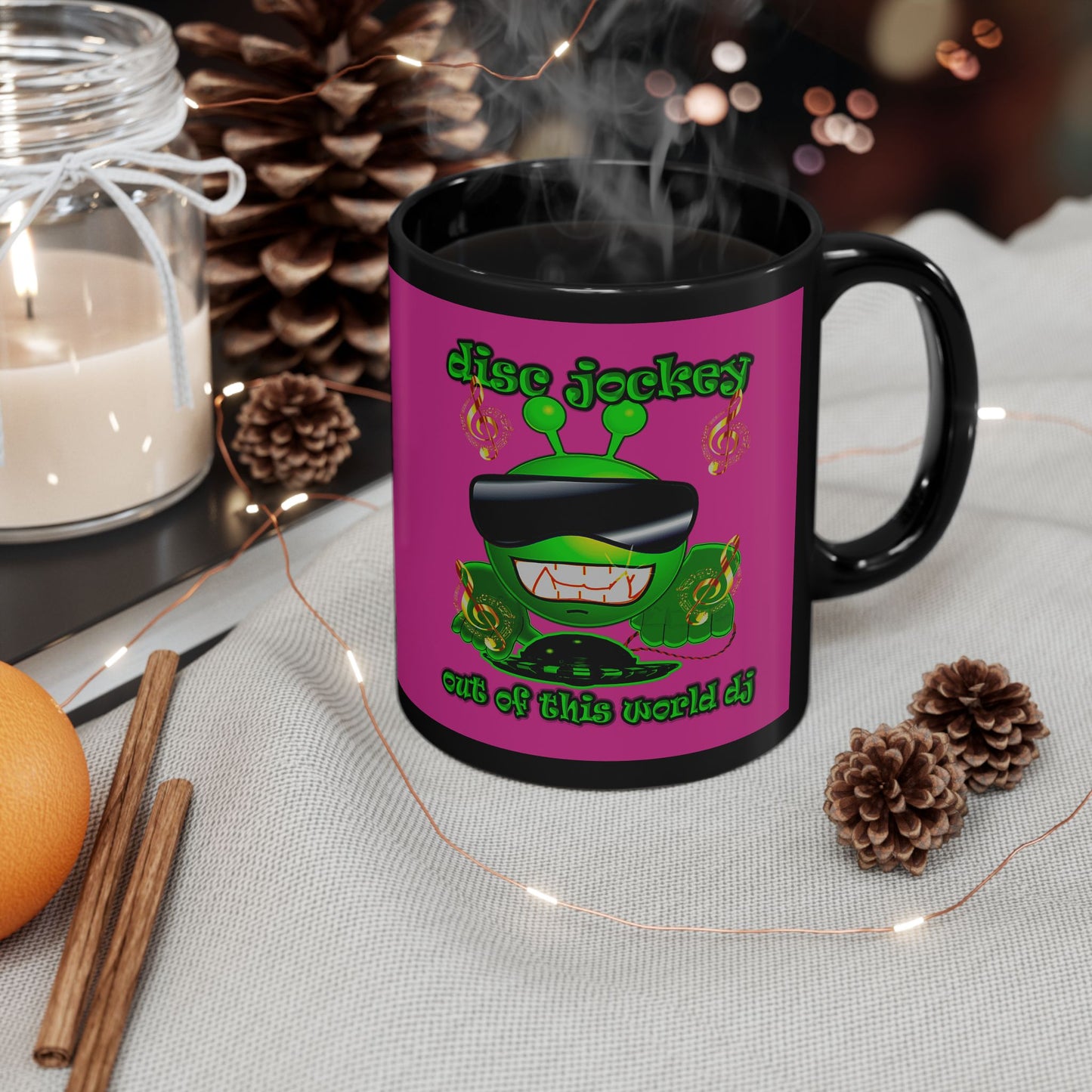 disc jockey - Black Mug (pink)