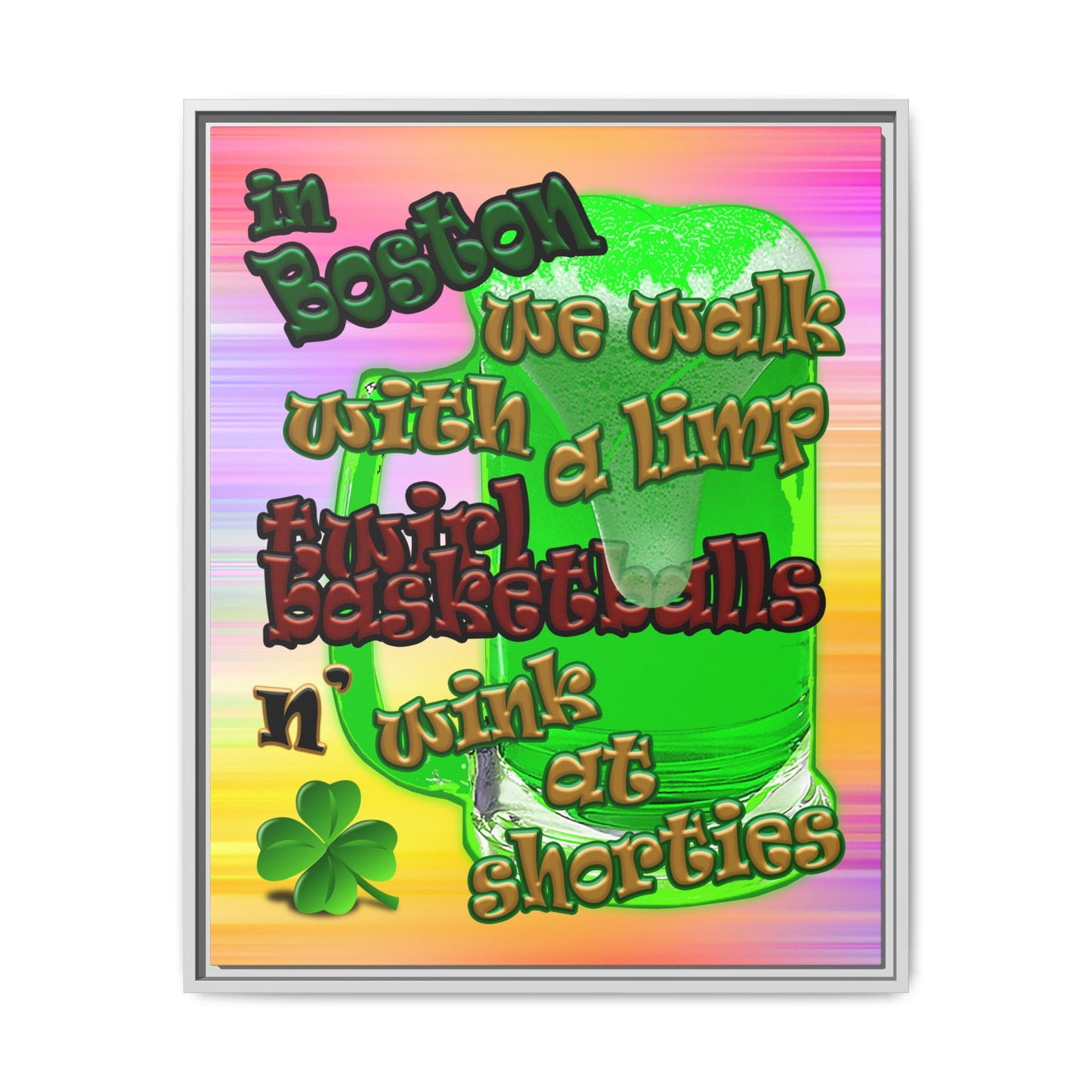 celtics logo - framed canvas art (color blur)