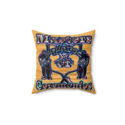 em cee squared - Spun Polyester Square Pillow - (butterscotch wood finish)