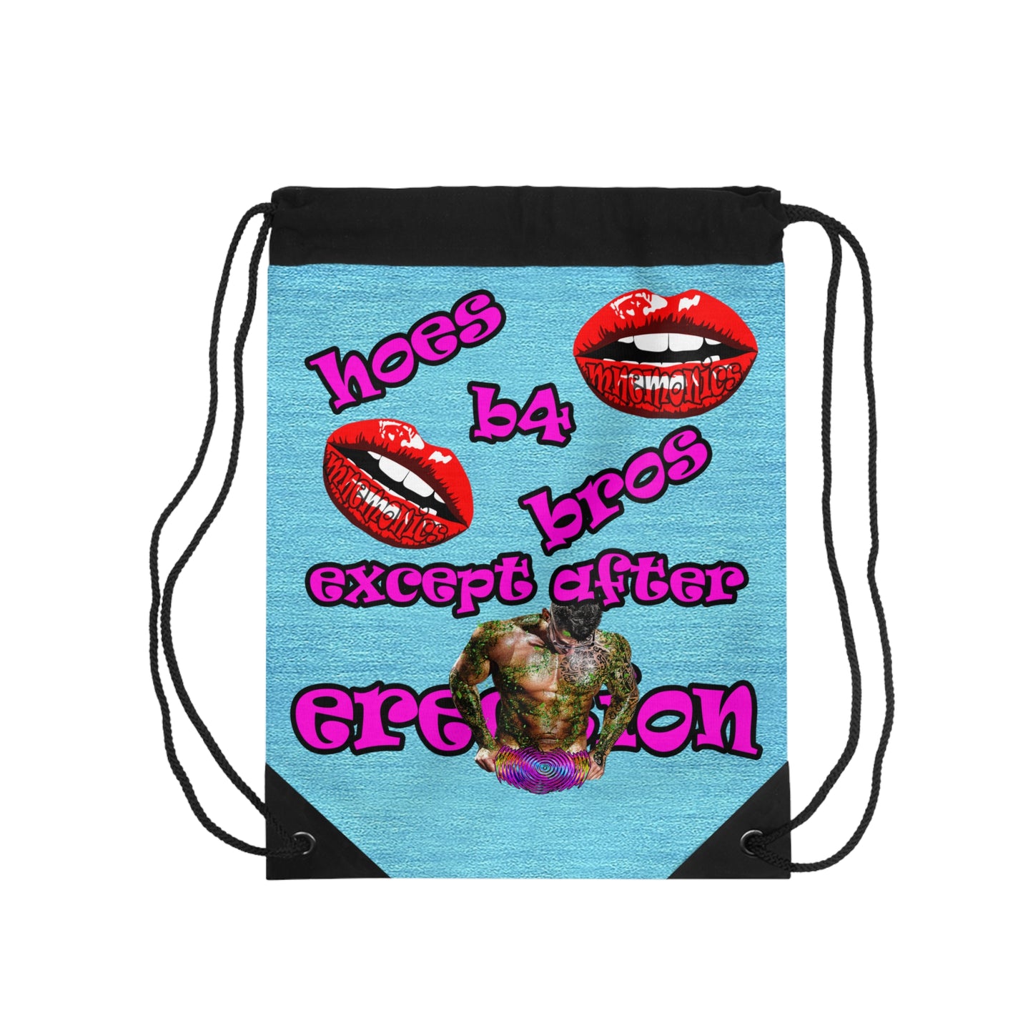 hoes b4 bros - Drawstring Bag (faded blue)