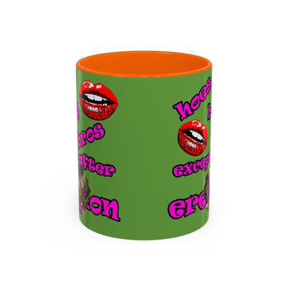 hoes b4 bros - Accent Mug (green)