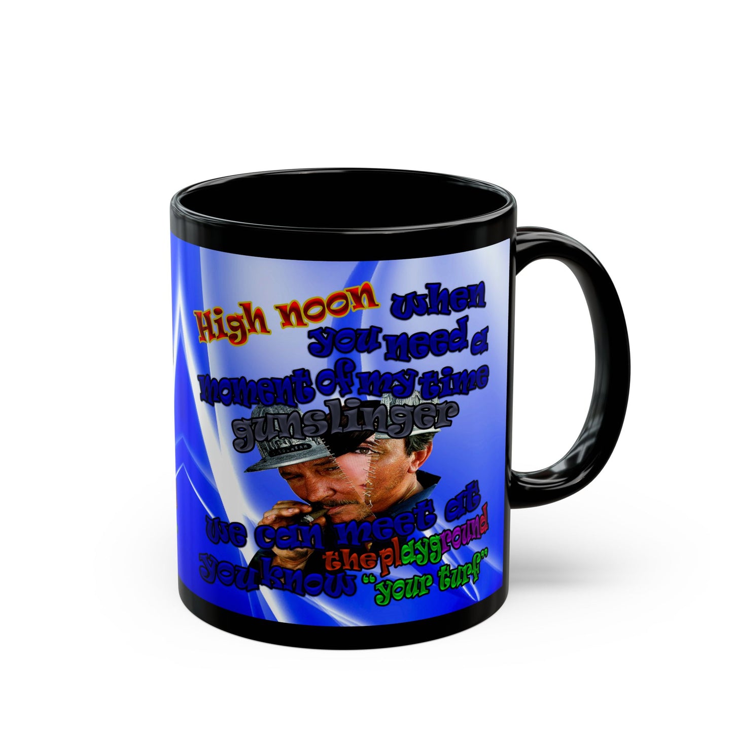 high noon - Black Mug (blue-white wave)