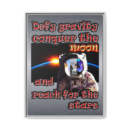 defy conquer reach - framed canvas art (brushed nickel)