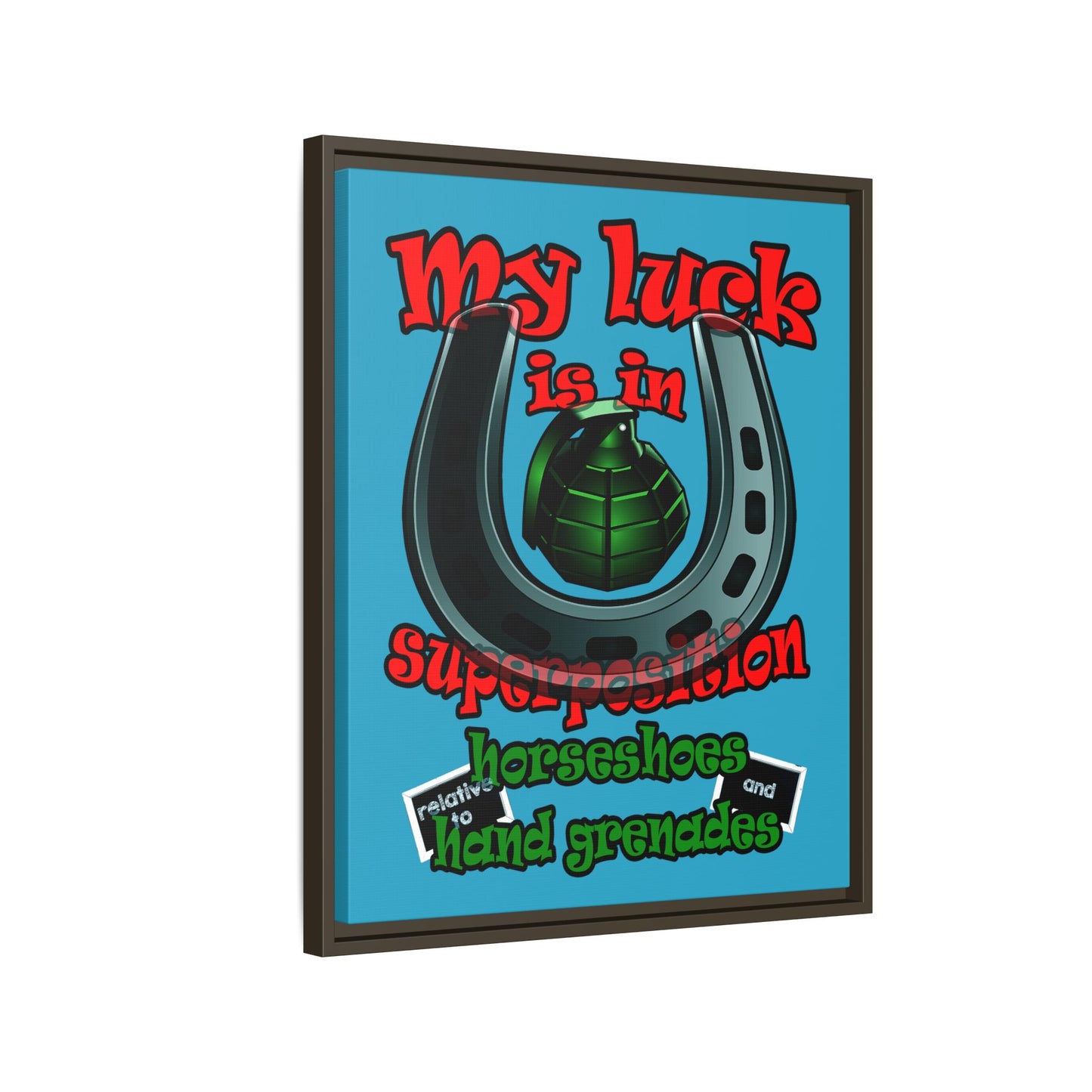 my luck - framed canvas art (turquoise)