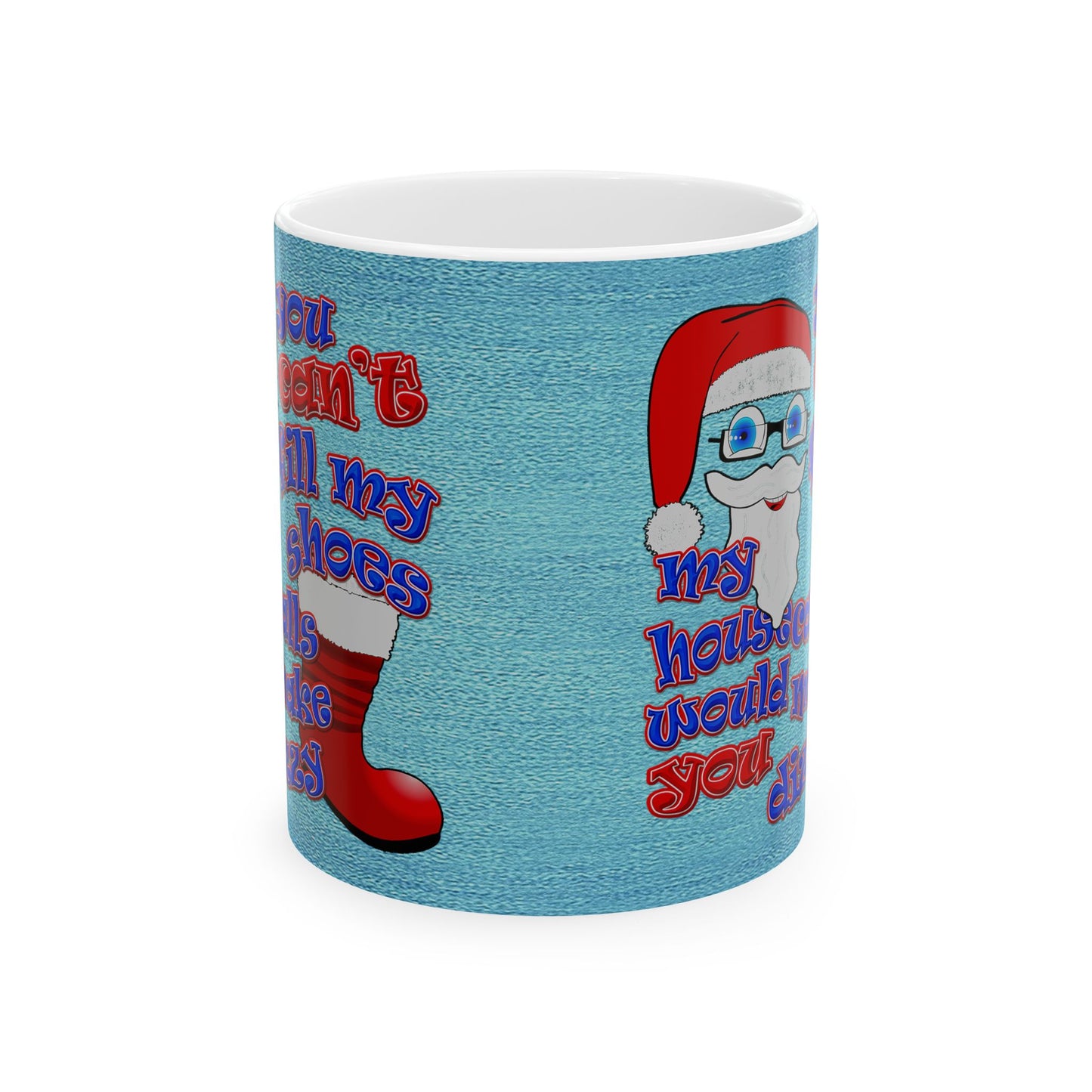 santa's shoes - White Mug (faded dark blue)