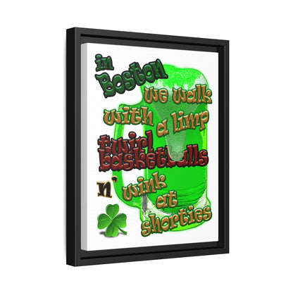 celtics logo - framed canvas art (white)
