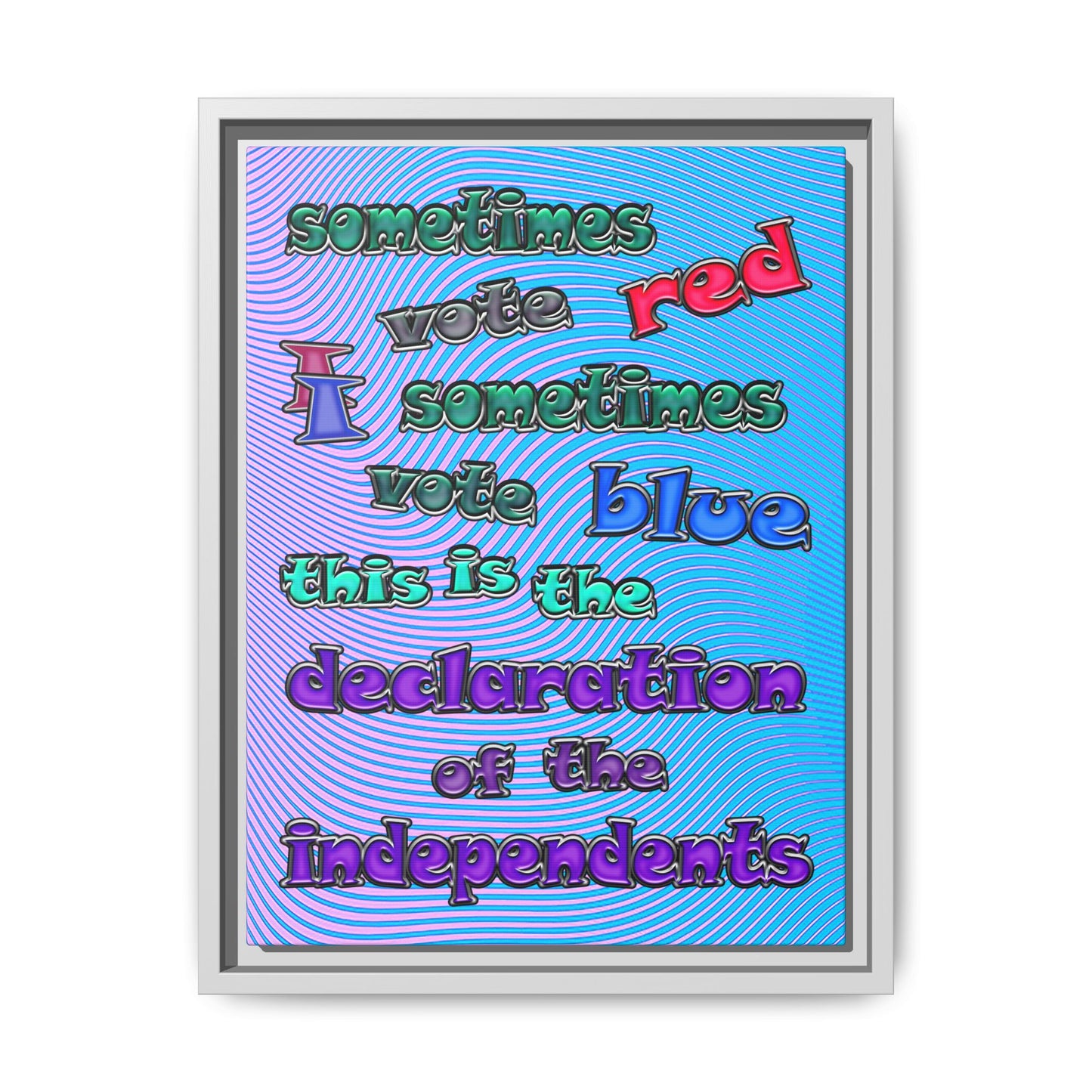 declaration of the independents - framed canvas art (light blue-purple wave)