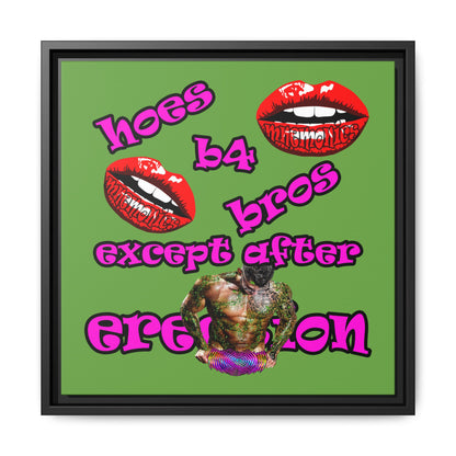 hoes b4 bros - framed canvas art (green)