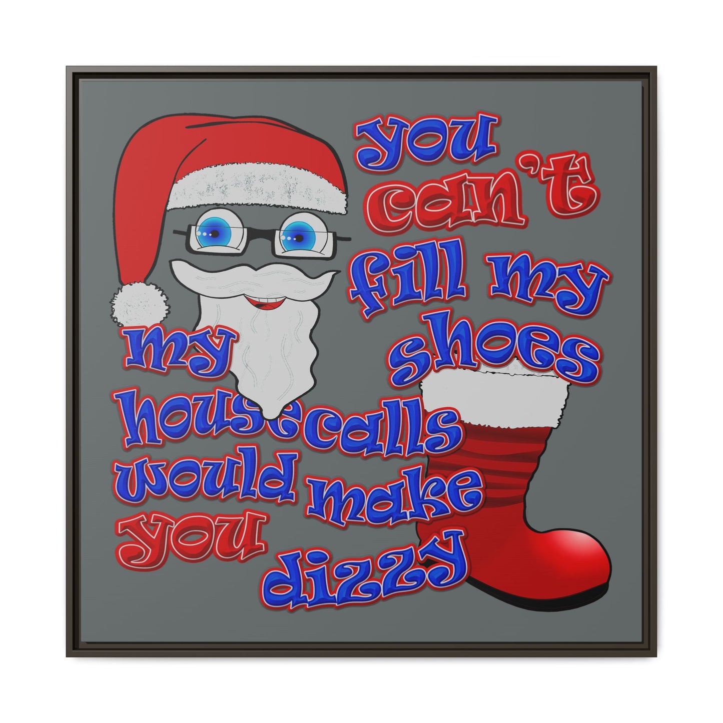 santa's shoes - framed canvas art (dark grey)