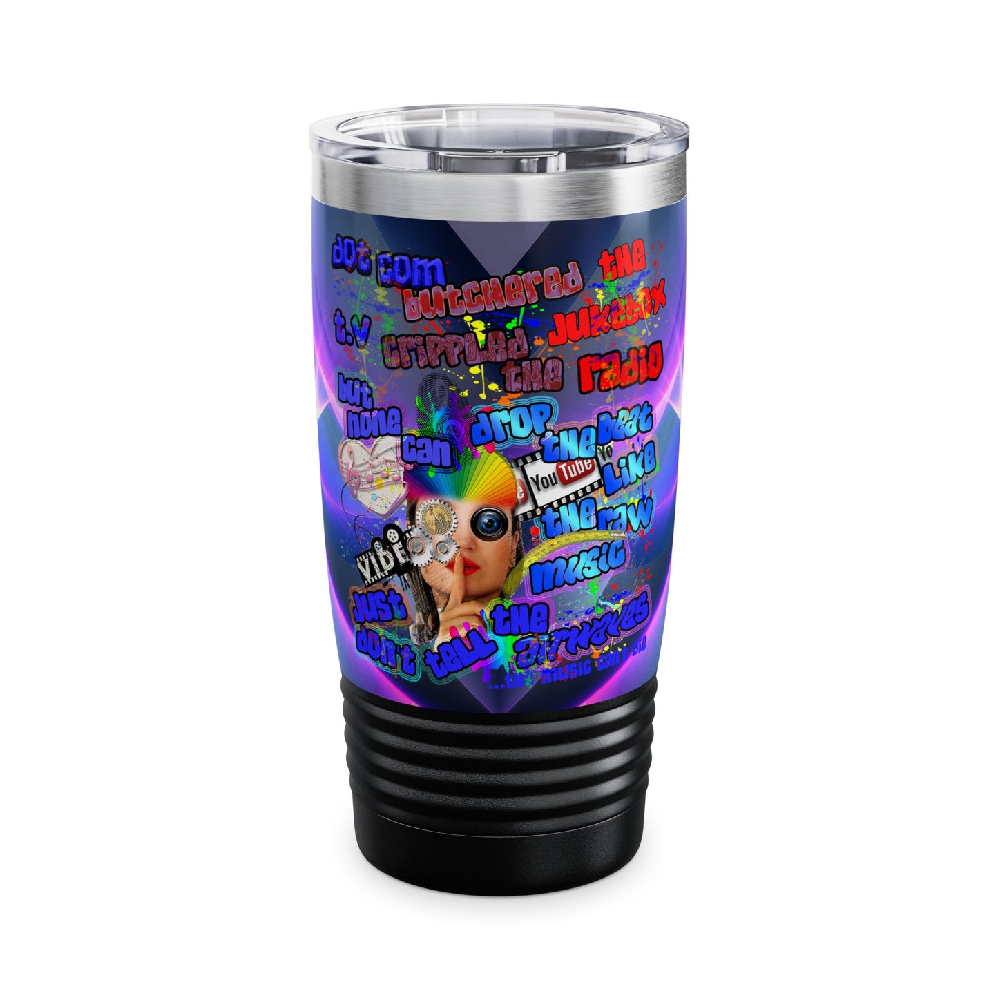 drop the beat - Ringneck Tumbler, 20oz  (grey-pink wave)