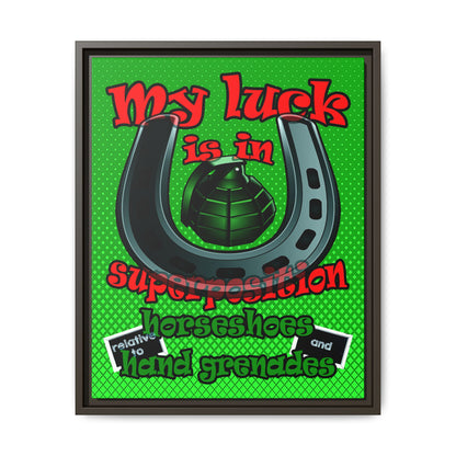 my luck - framed canvas art (logo green)