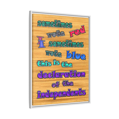 declaration of the independents - framed canvas art (butterscotch wood finish)