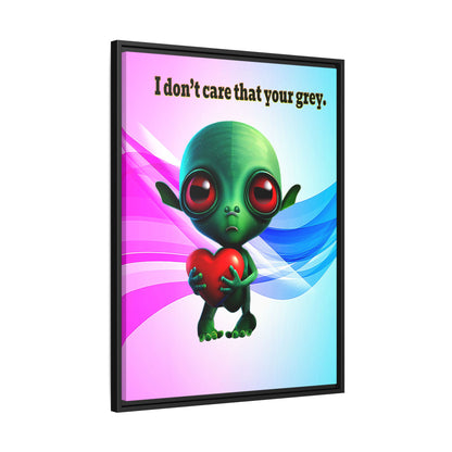 I don't care that your grey - framed canvas art (light blue-pink wave)