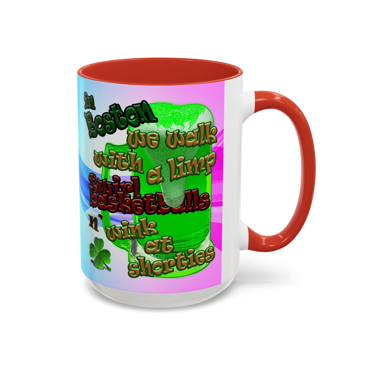 celtics logo - Accent Mug (light blue-pink wave)