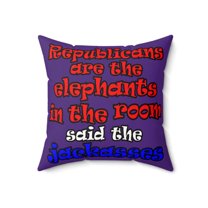donkeys and elephants - Faux Suede Square Pillow - (purple)