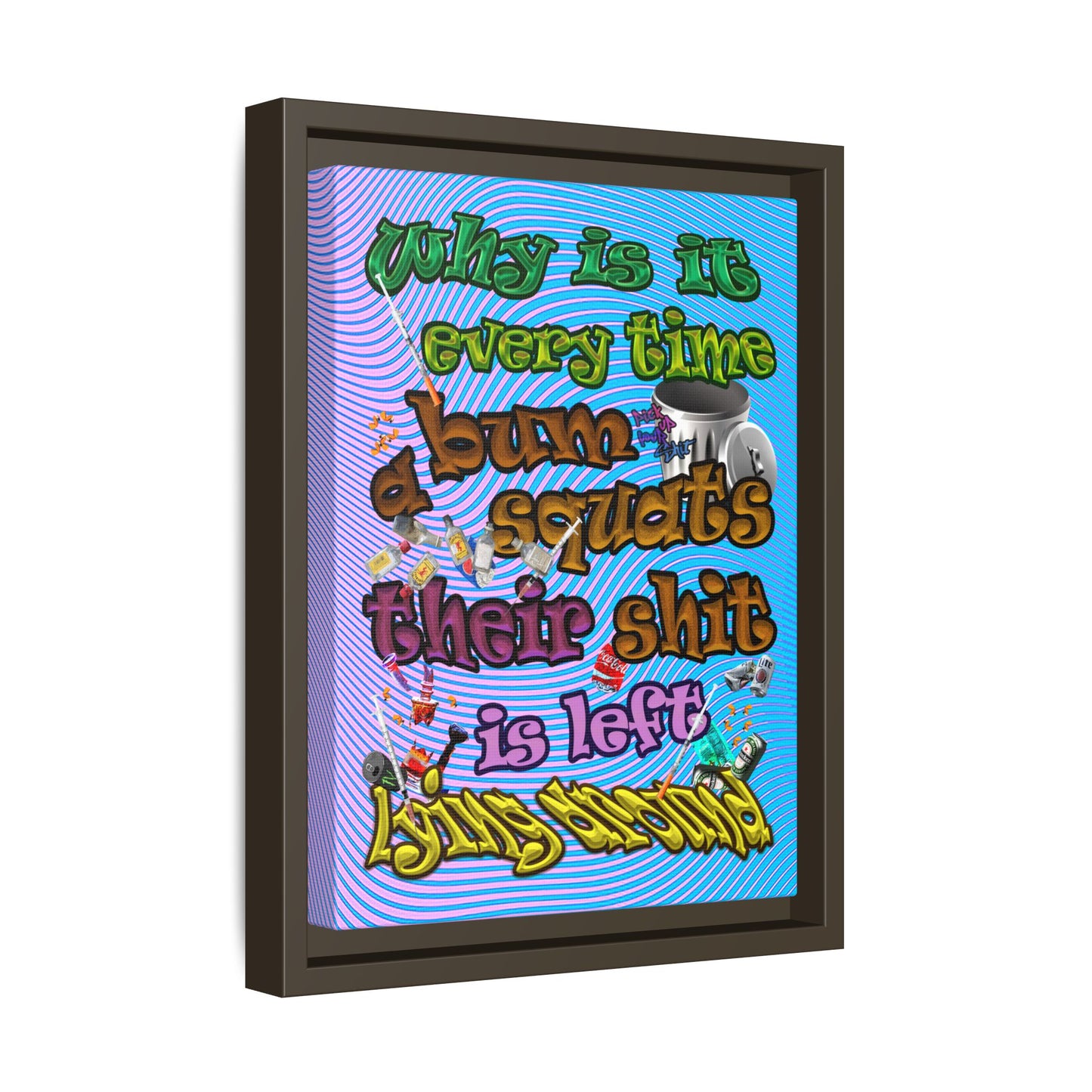 the bum's shit - framed canvas art (light blue-purple wave)
