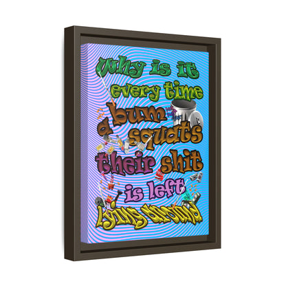 the bum's shit - framed canvas art (light blue-purple wave)