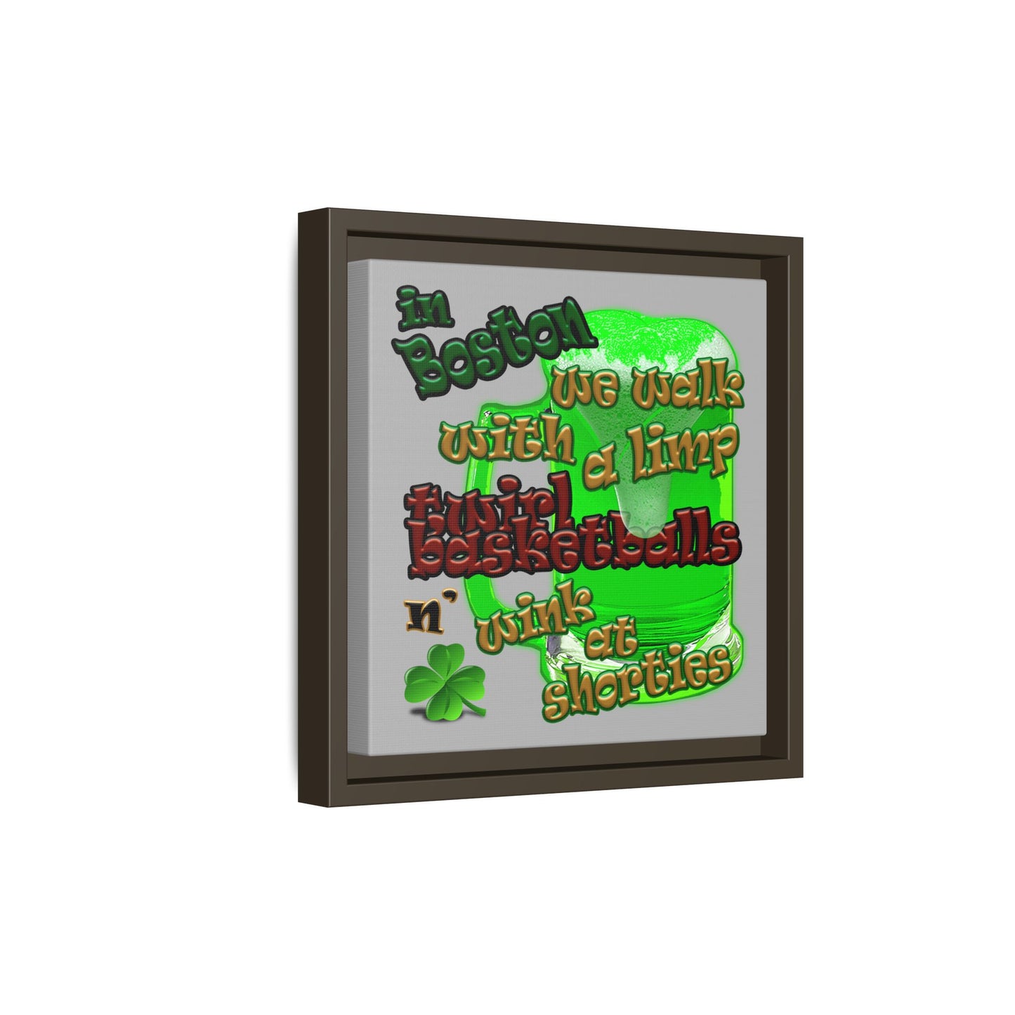 celtics logo - framed canvas art (light grey)