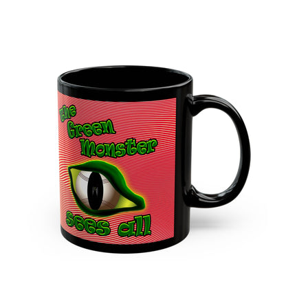 green monster - Black Mug (yellow-orange wave)