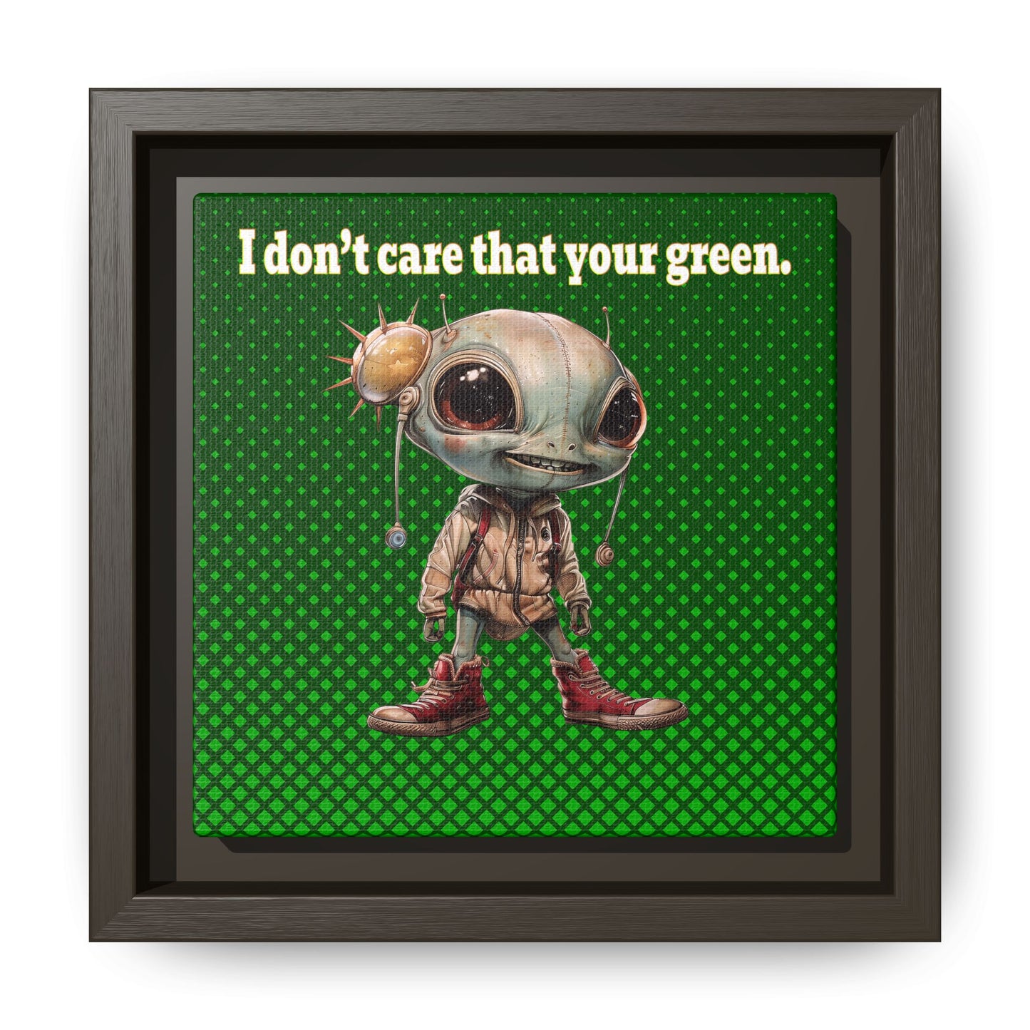 I don't care that your green - framed canvas art (logo green)