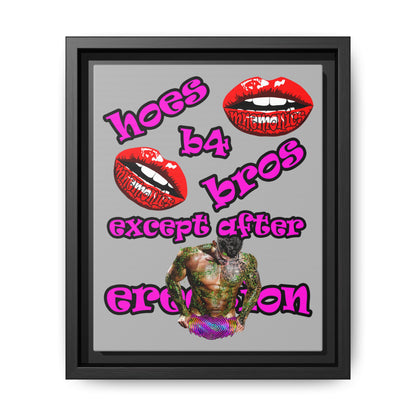 hoes b4 bros - framed canvas art (light grey)