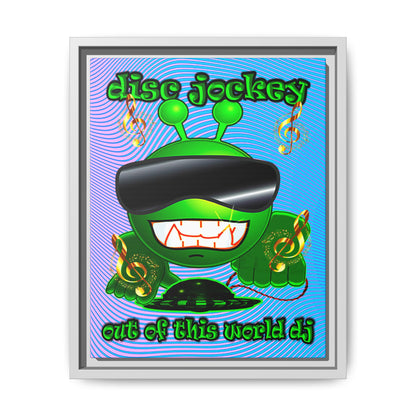disc jockey - framed canvas art (light blue-purple wave)