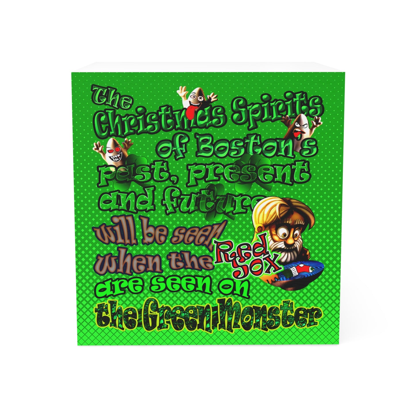christmas spirits of boston - note cube (logo green)