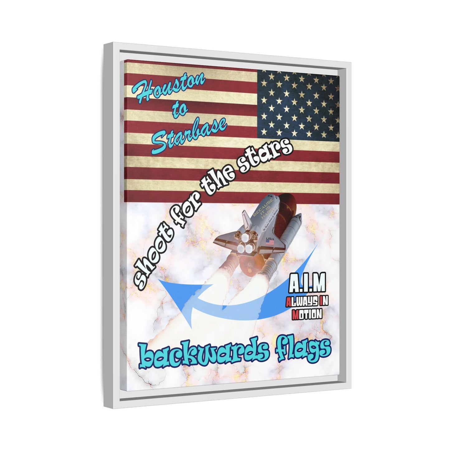 shoot for the stars - framed canvas art (white marble)