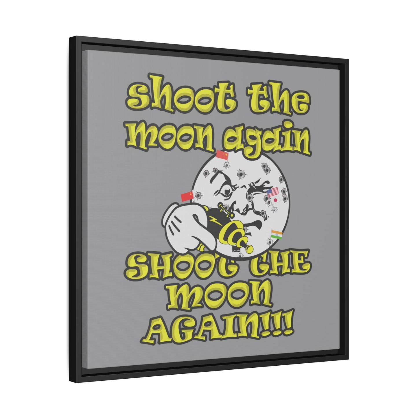 shoot the moon again - framed canvas art (grey)
