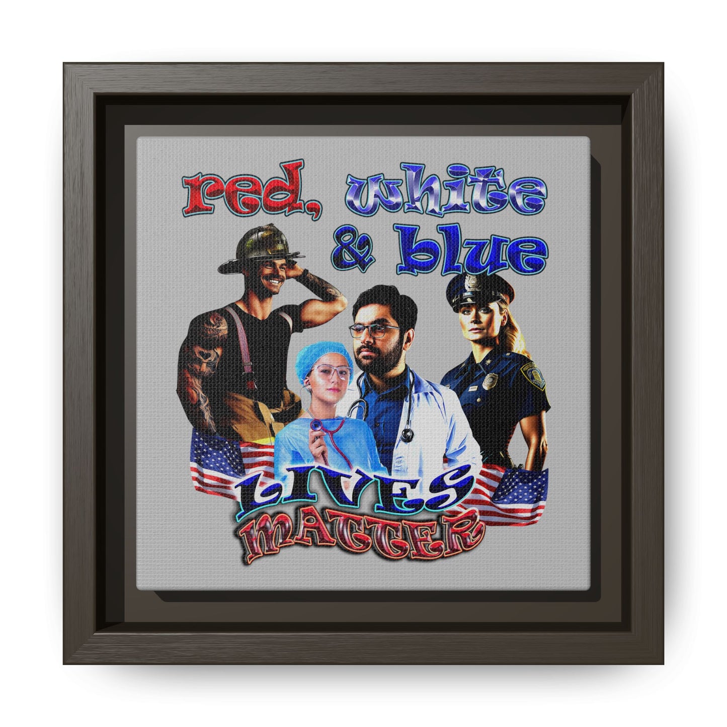 rw&b lives matter - framed canvas art (light grey)