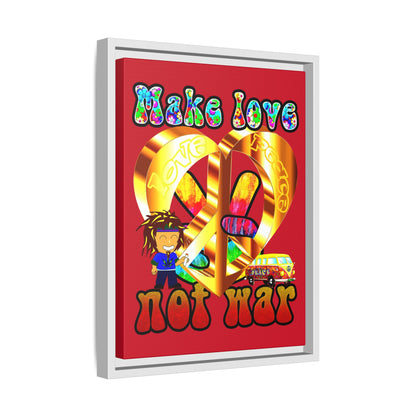 love peace - framed canvas art (dark red)