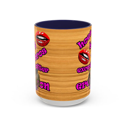 hoes b4 bros - Accent Mug (butterscotch wood finish)
