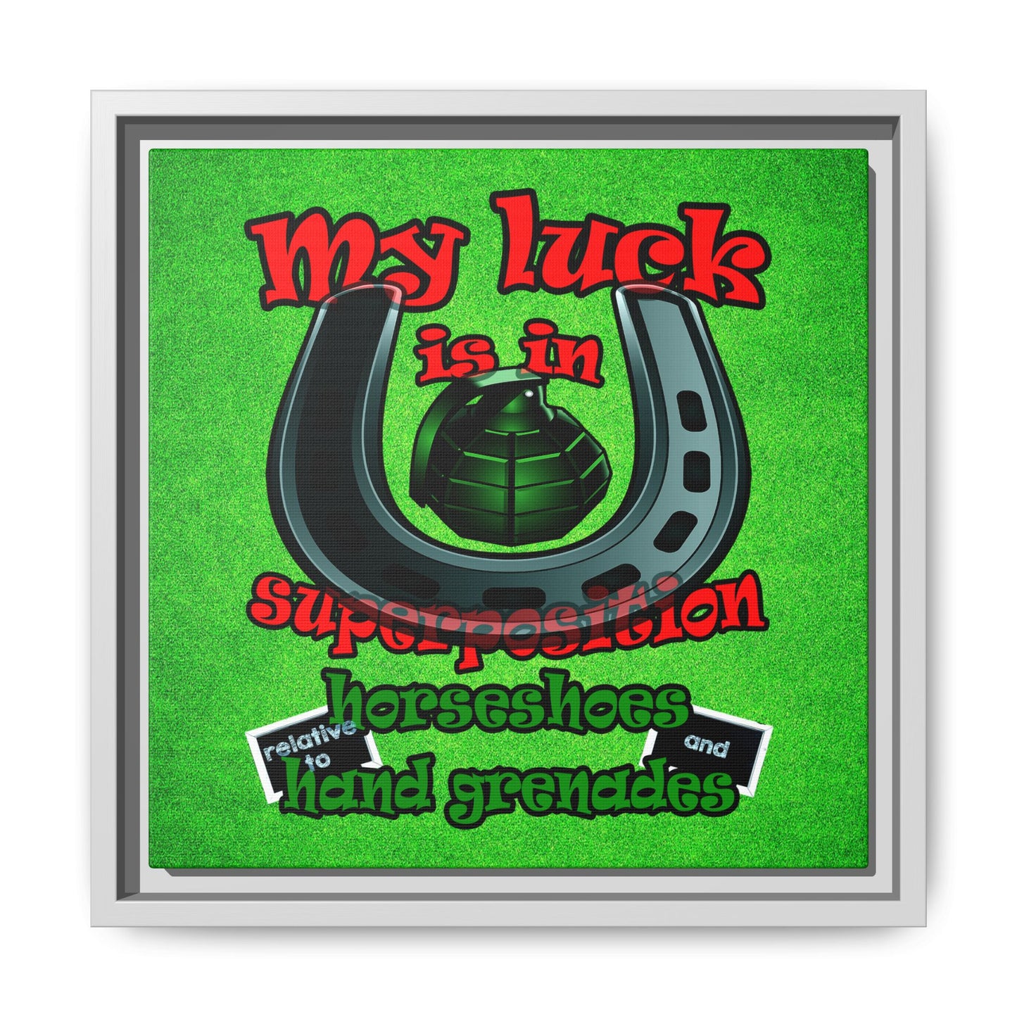 my luck - framed canvas art (green turf)