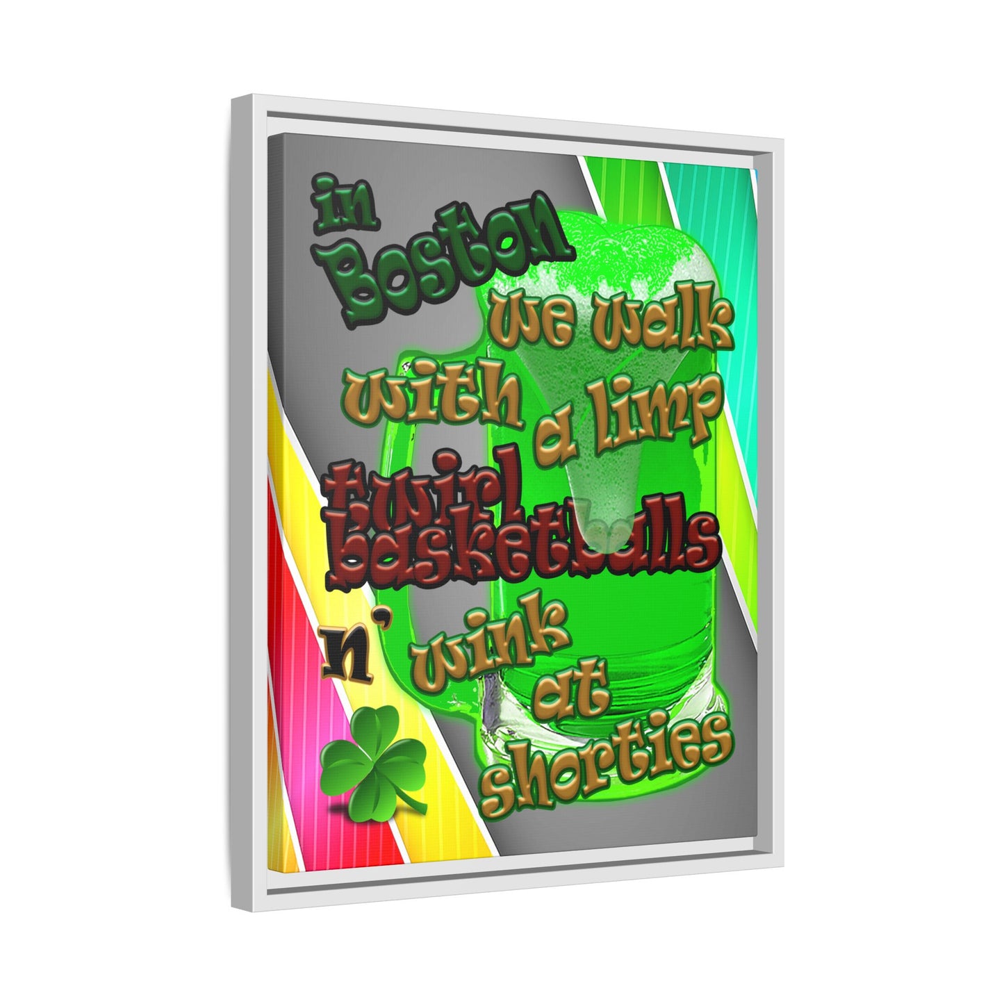 celtics logo - framed canvas art (rainbow split)