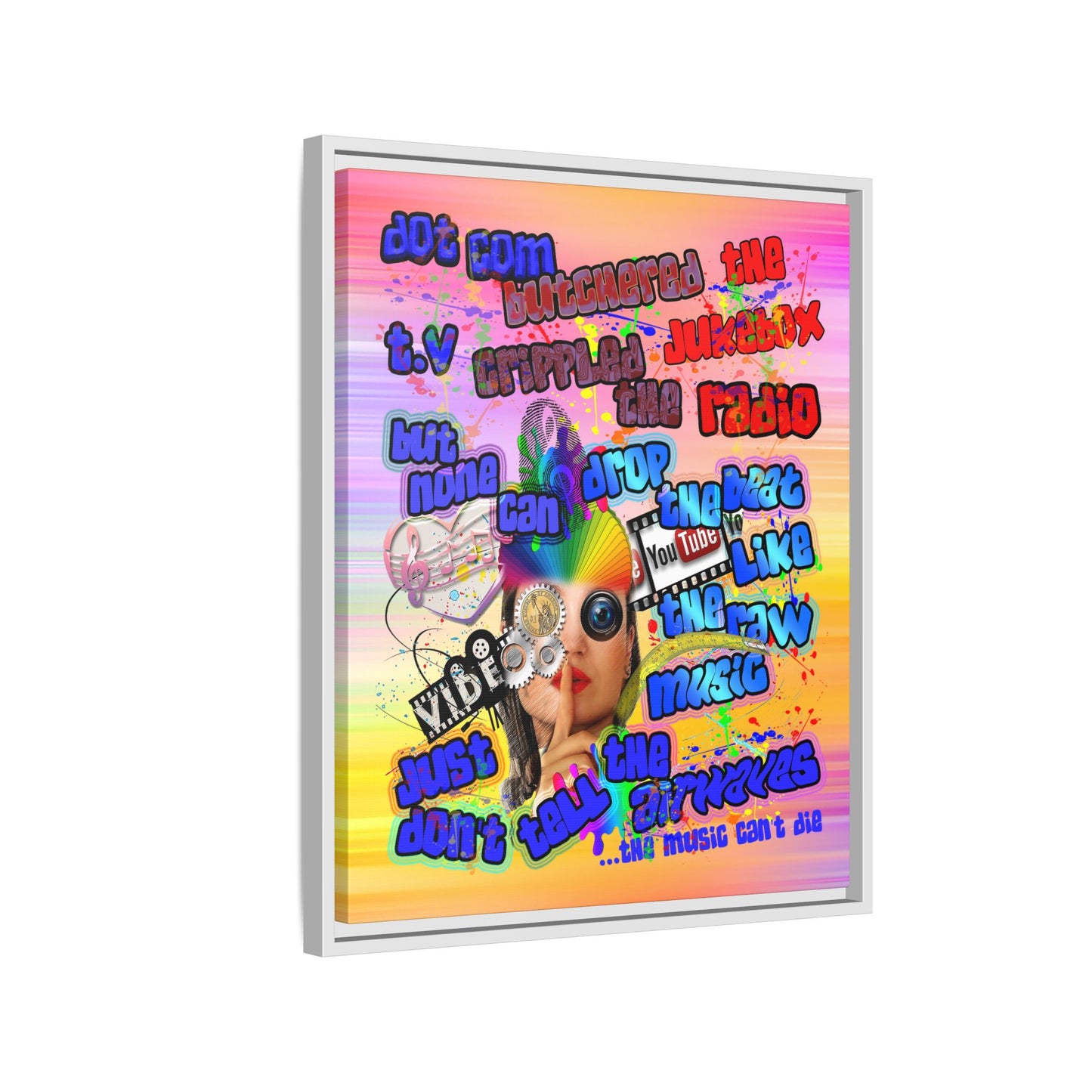 drop the beat - framed canvas art (color blur)