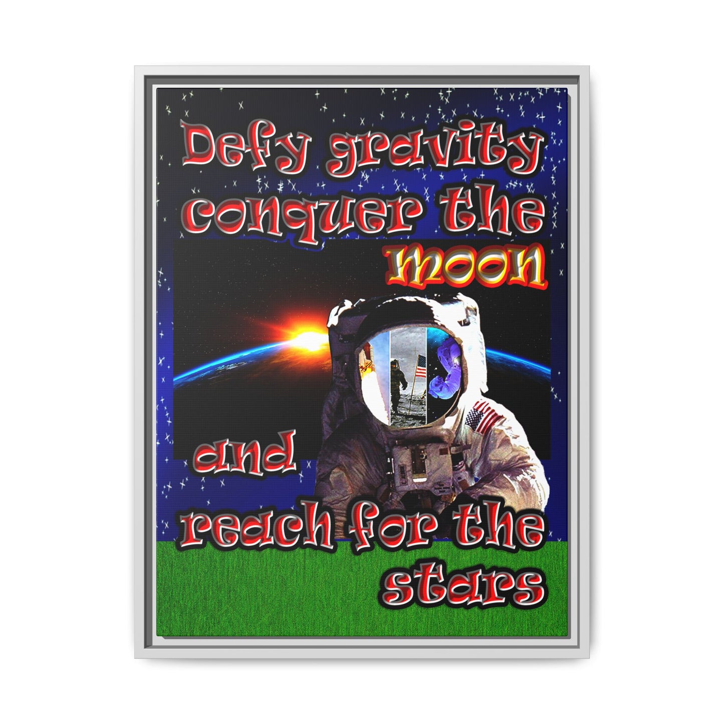 defy conquer reach - framed canvas art ('snoops' background)