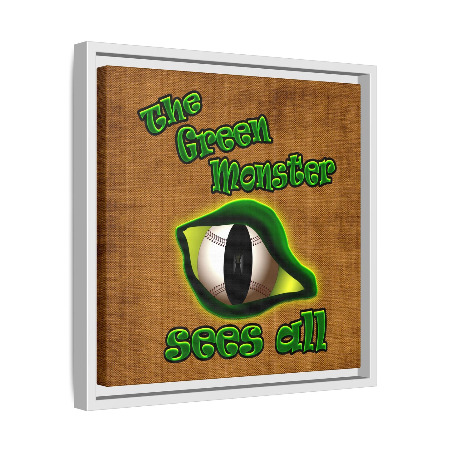 green monster - framed canvas art (brown papyrus)