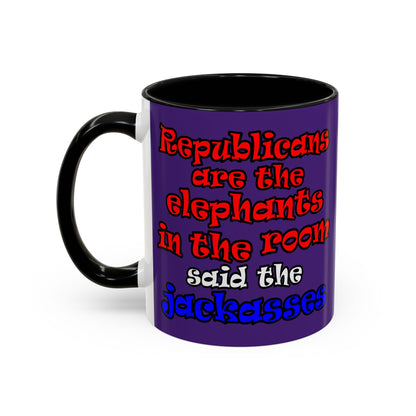 donkeys and elephants - Accent Mug (purple)