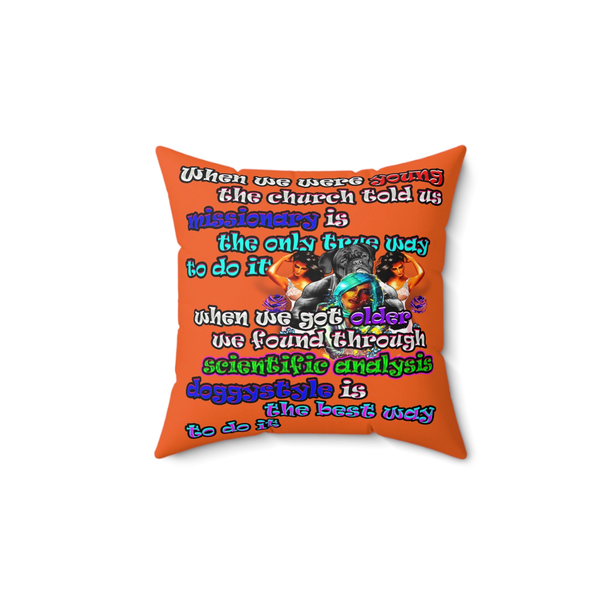 doggystyle - Spun Polyester Square Pillow - (orange)