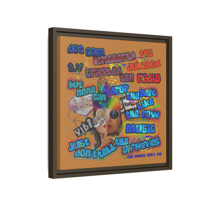 drop the beat - framed canvas art (light brown)