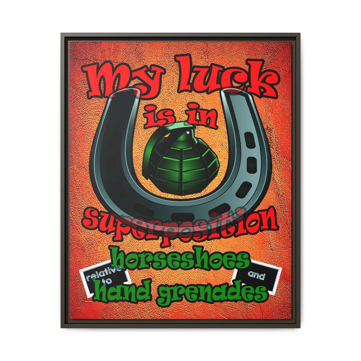 my luck - framed canvas art (burnt orange)
