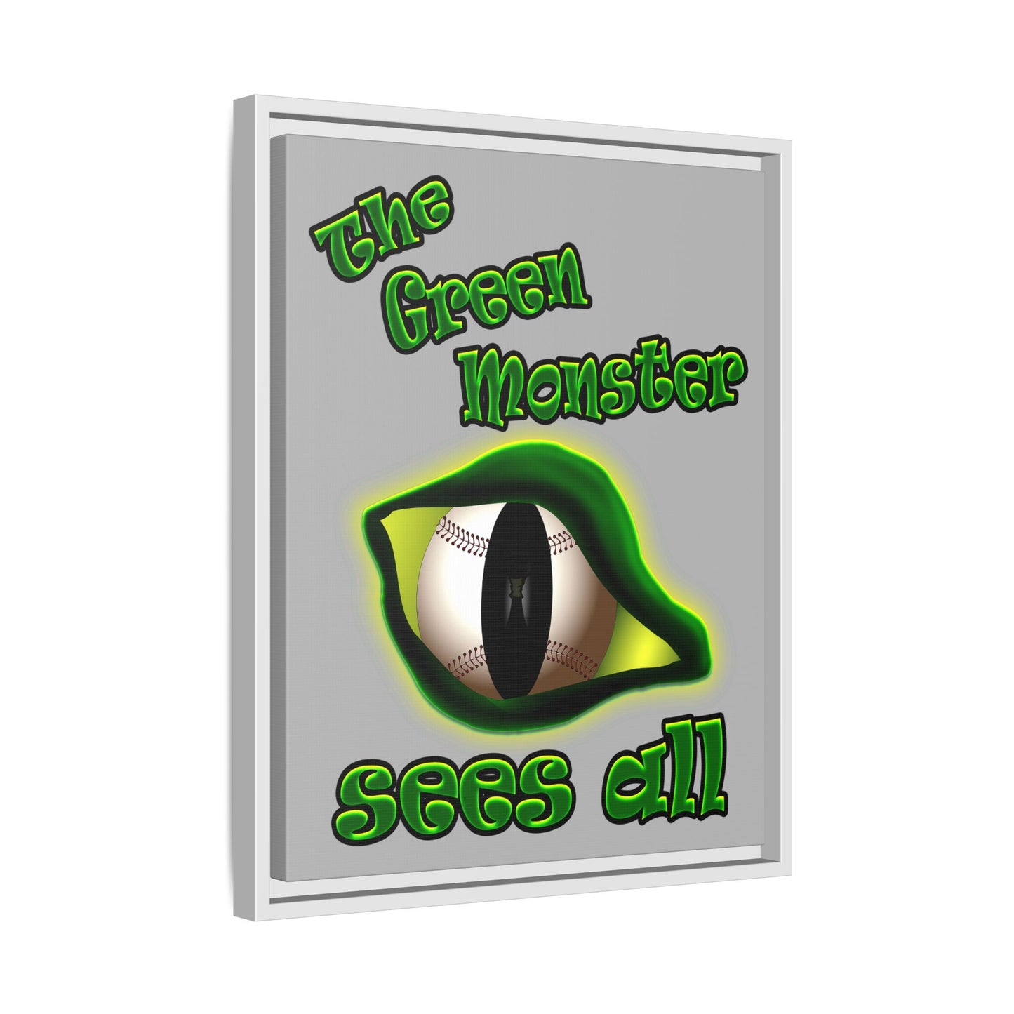 green monster - framed canvas art (light grey)