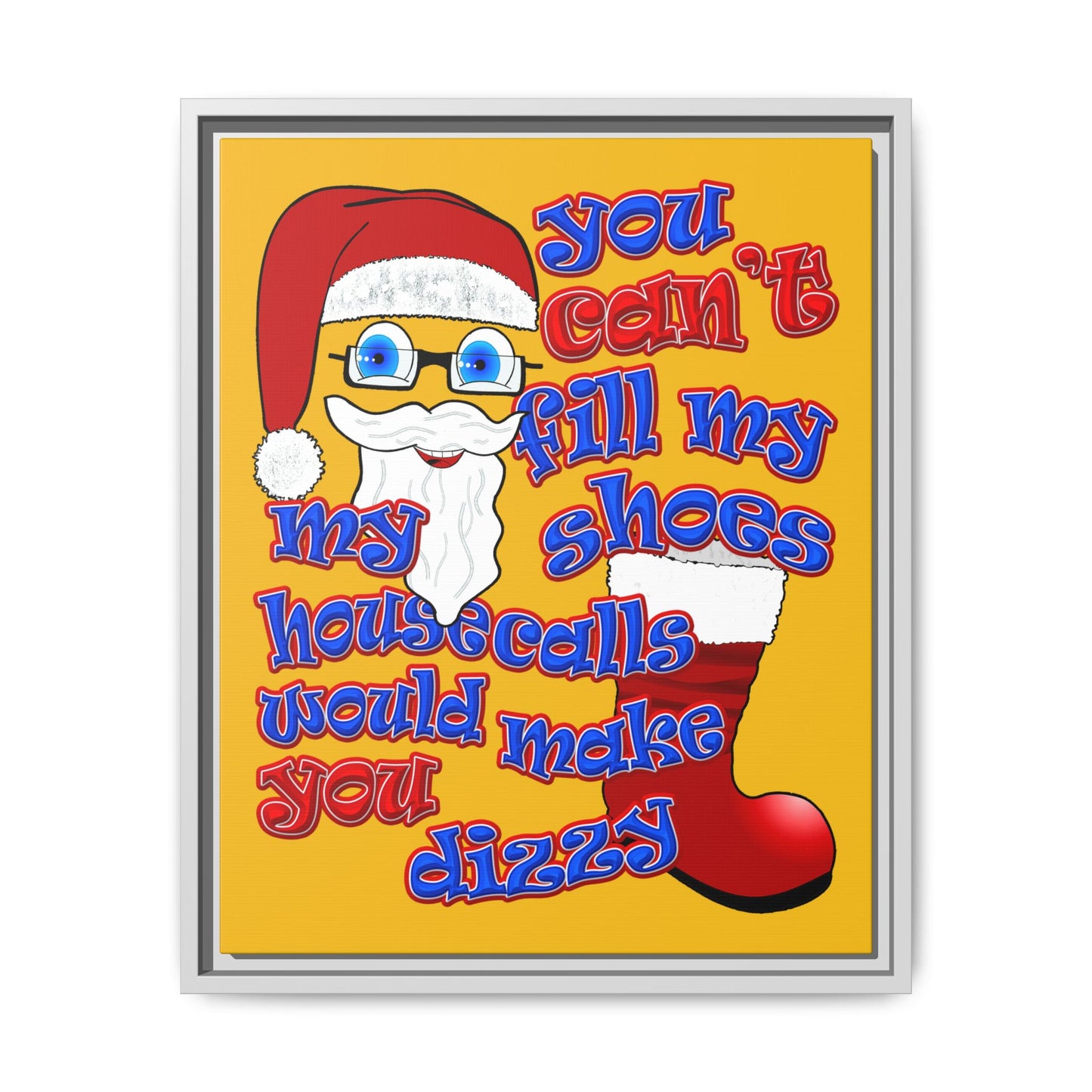 santa's shoes - framed canvas art (yellow)