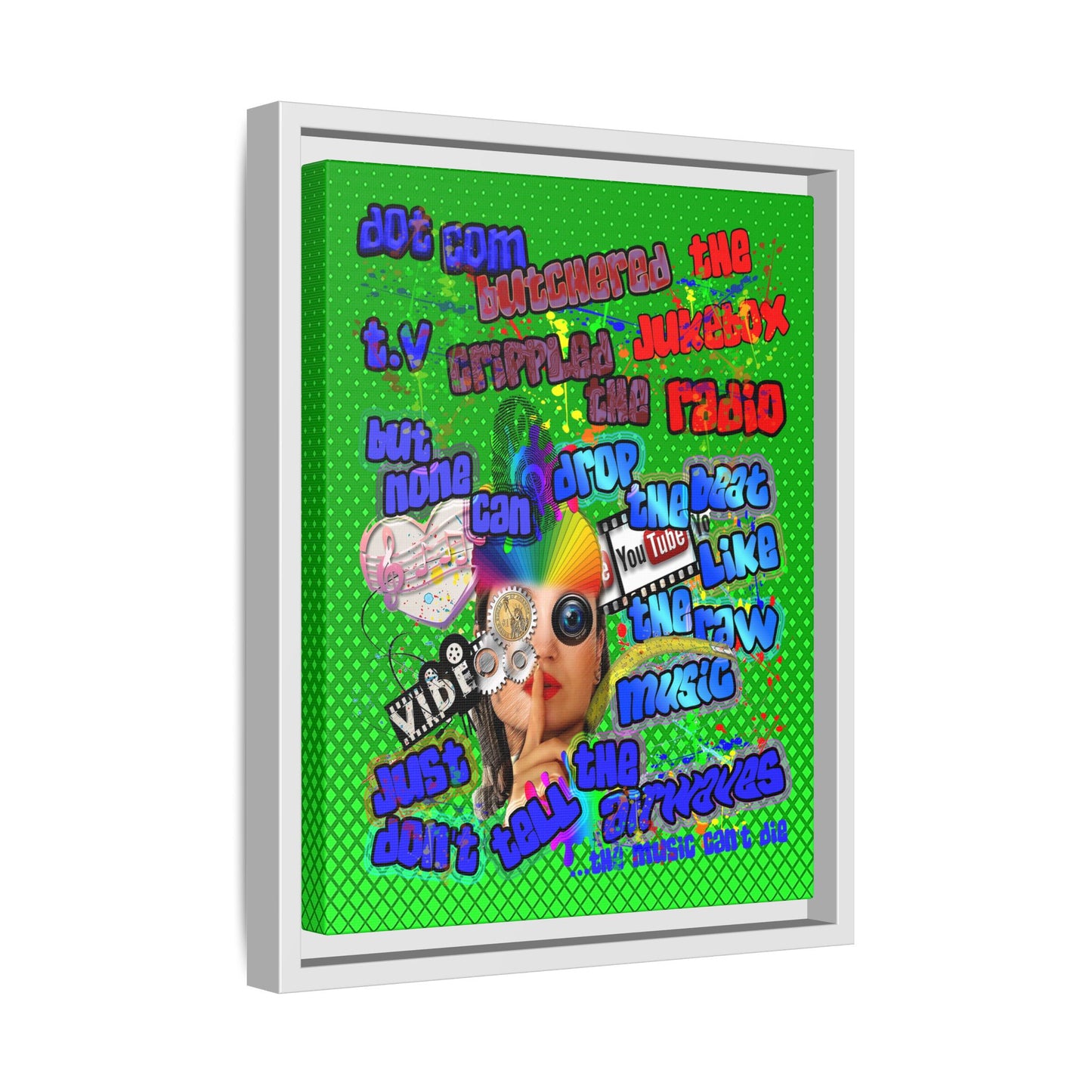 drop the beat - framed canvas art (logo green)